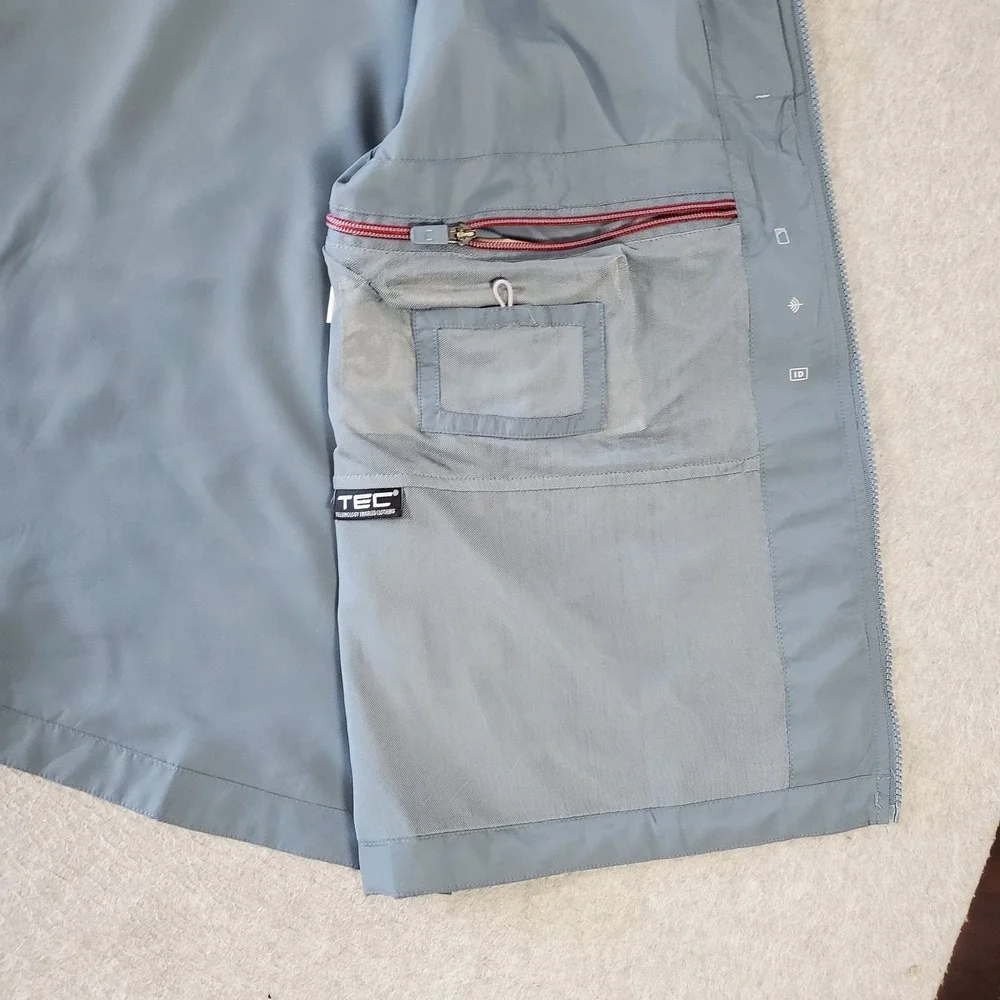 SCOTTeVEST Featherweight Vest Mens XL Blue Gray Multi-Pocket Travel Hiking TEC